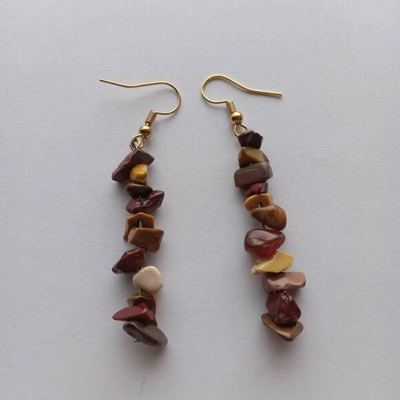 Hand Crafted Jewelry - Mookanite stone chip earrings